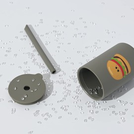 JOYIT Baby Open Cup 6 oz | Baby Silicone Cup for Training and Learning | with a Lid and Silicone Straw (Hamburger-Silver Sage)