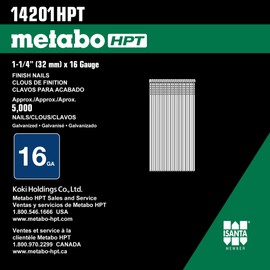 Metabo HPT 14201HPT 16 Gauge Finish Nails 1-1/4" x 16GA EG 5000 Count