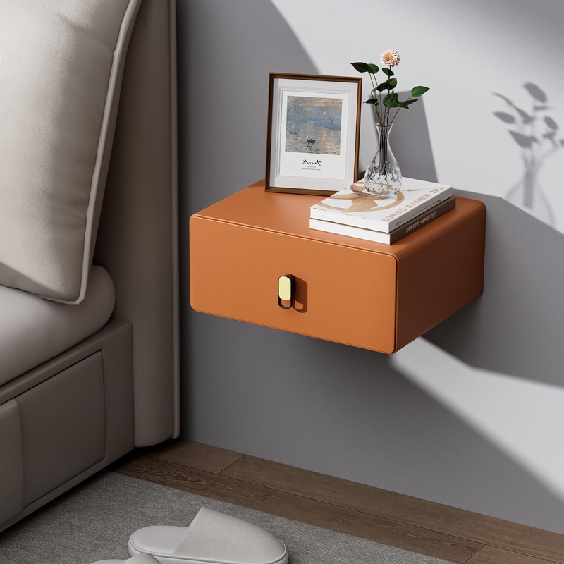 VICITON Modern Floating Nightstand with Solid Wood Drawer, Wall Mounted