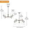 VINLUZ Contemporary 5 Light Large Chandeliers Modern Clear Glass Shades
