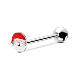 OUFER - Piercing de lengua de Navidad, joyería de lengua de acero quirúrgico 316L, joyería de lengua, bonitas barras de lengua, anillos de lengua para mujeres y hombres, 1.6*16mm, Metal, Sin gemas.