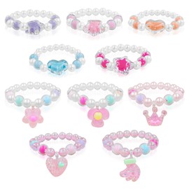 Cuackamily 10 Pieces Girl Bracelets Set, Friendship Bracelets, Bracelets Birthday Gifts For Kids Girl Princess Fairy Mermaid Music Fans, Children Bracelets for Girls Birthday Jewellery Party Favours