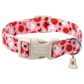 Collar de perro con patas de estilo único, bonito collar de calabaza para perros medianos, collares de algodón suave para cachorros con hebilla ajustable para perros pequeños, medianos y grandes