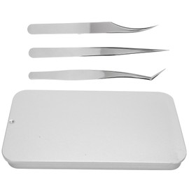 3Pcs Eyelash Extension Tweezers Set Silver Mirror Light DolphinShaped Easy Fannning Tool