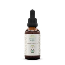 HerbEra Ceylon Cinnamon B60 USDA Organic Tincture | Alcohol-Free Extract, High-Potency Herbal Drops | Certified Organic Ceylon Cinnamon (Cinnamomum verum) Dried Bark (2 oz)