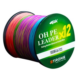 LPATTERN Fishing Line 1000 m 12-Way PE Fishing Braided Lines, 1000 m Colourful, 0.8#/0.14 mm/12.6 kg