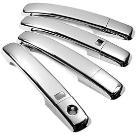 eLoveQ 4 Chrome Door Handle Covers for Nissan ALTIMA 2007-2013 / FRONTIER 2005-2020 / MAXIMA 2004-2008 / SENTRA 2007-2012 - WITH Smart Keyholes & WITHOUT Passenger Keyhole