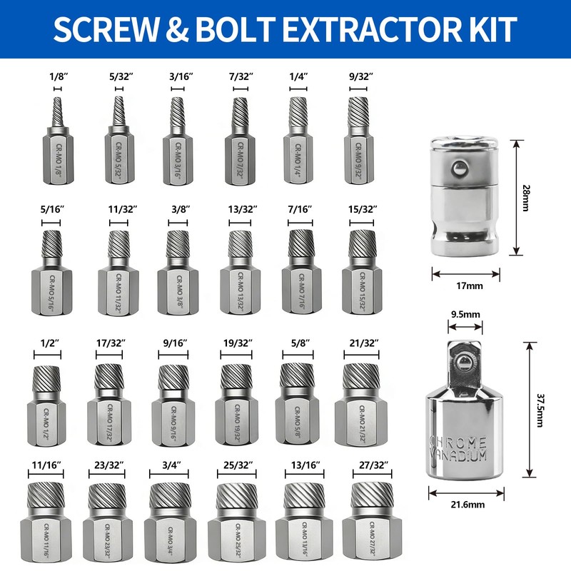 Greywolf 26 pcs Screw Extractor Set with 3/8 Inch Drive,