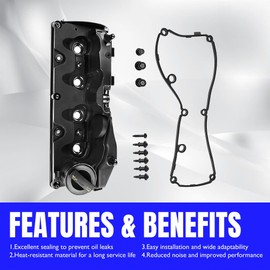 OXCANO Engine Valve Cover, with Valve Cover Gasket & Oil Filler Cap & Bolt, Compatible with Volkswagen Passat 2012 2013 2014, 2.0L Diesel, Replace # 03L103469R, 03L103-469-R