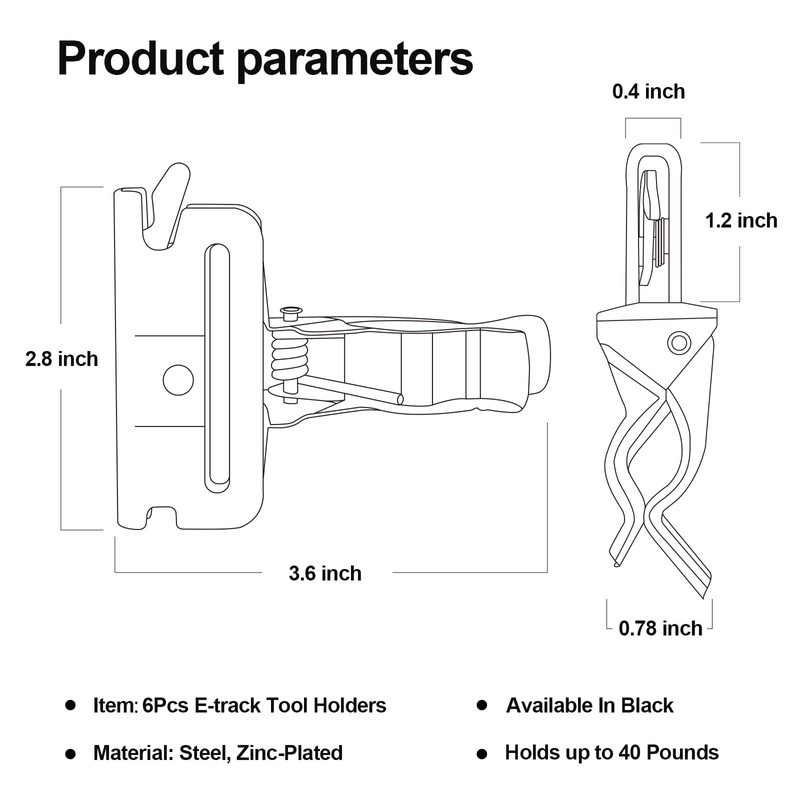 6 Pack E-Track Tool Holders |E Track Accessories for Enclosed