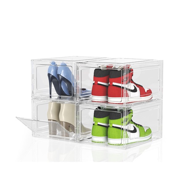 4Pack Thick & Hard Sturdy Shoe Storage Boxes – Large