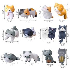 Miniature Cute Cat Figurines - 12 Pcs Decor, Fairy Cat Succulent, Micro Landscape Ornaments