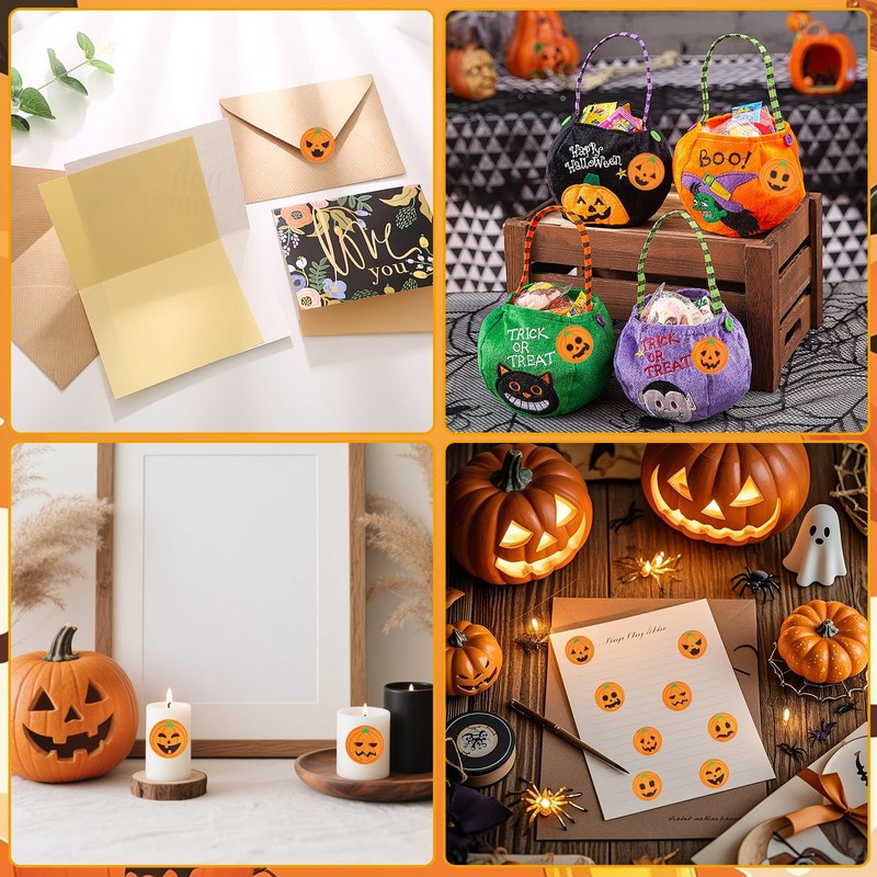 Bcautay 1000pcs Halloween Pumpkin Stickers, Halloween Sticker