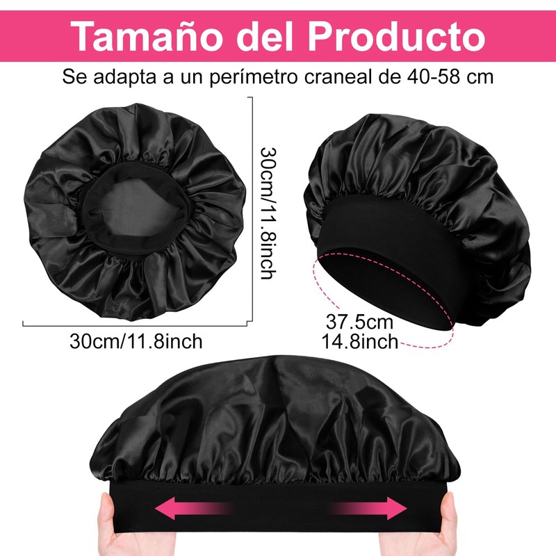 6 Piezas Gorro de Seda para Dormir Ajustable, Capó Gorro