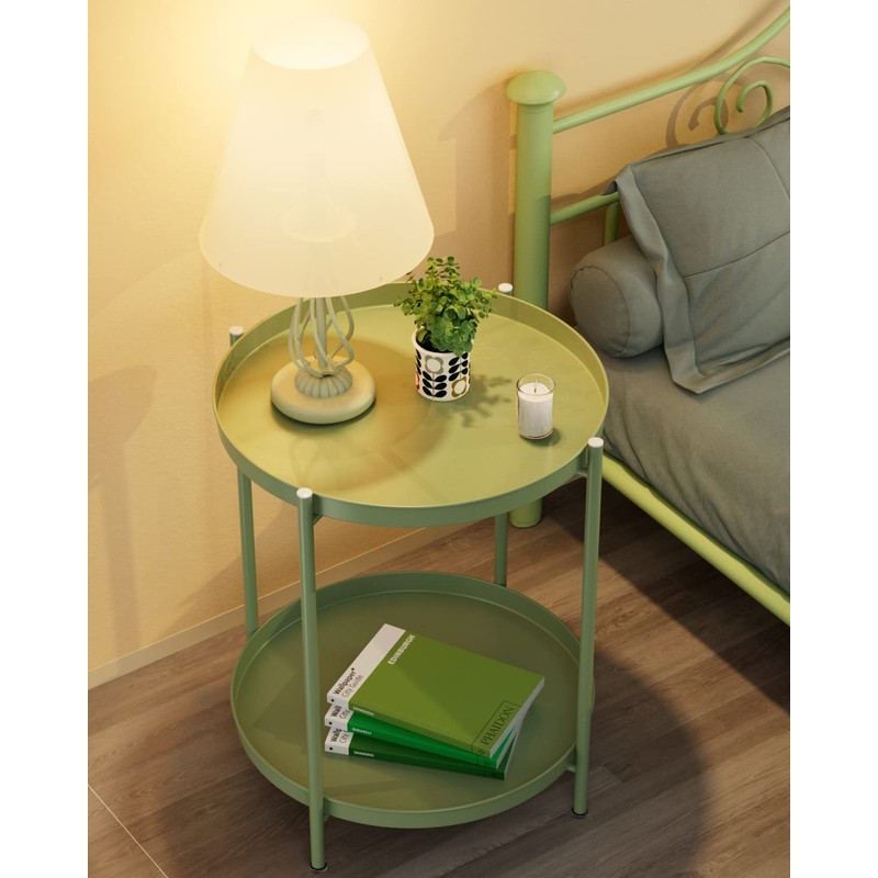 EKNITEY 2 Tier End Table - Metal Side Table Waterproof