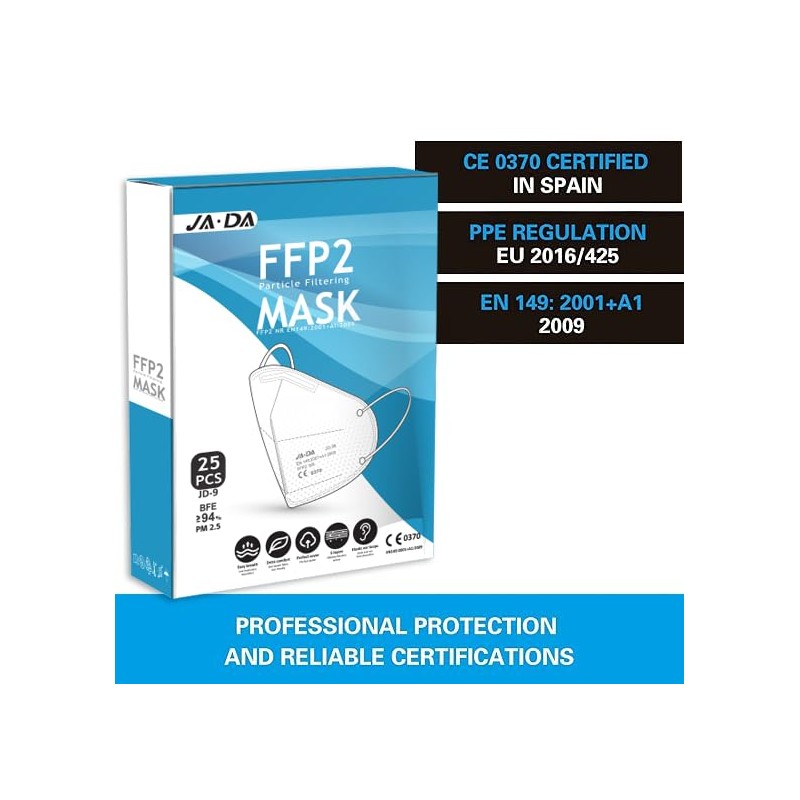 FFP2 Face Masks UK Certified Pack of 25 - Flat