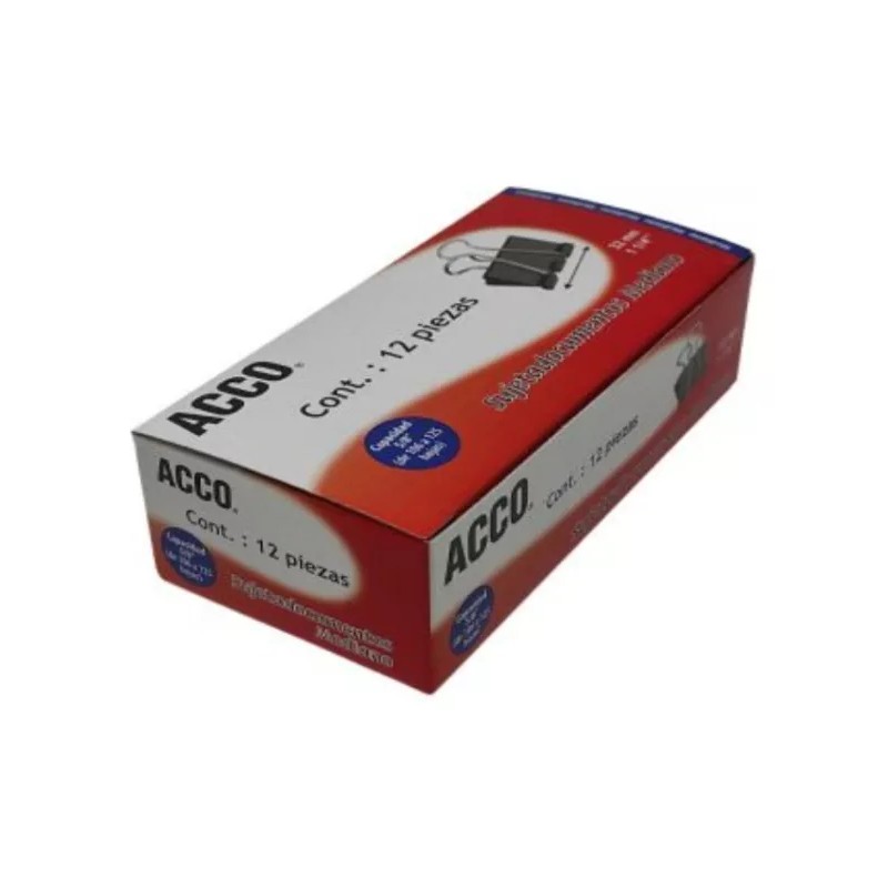 Acco Clip Sujeta Documentos 125h Acco Mediano 32 Mm Caja