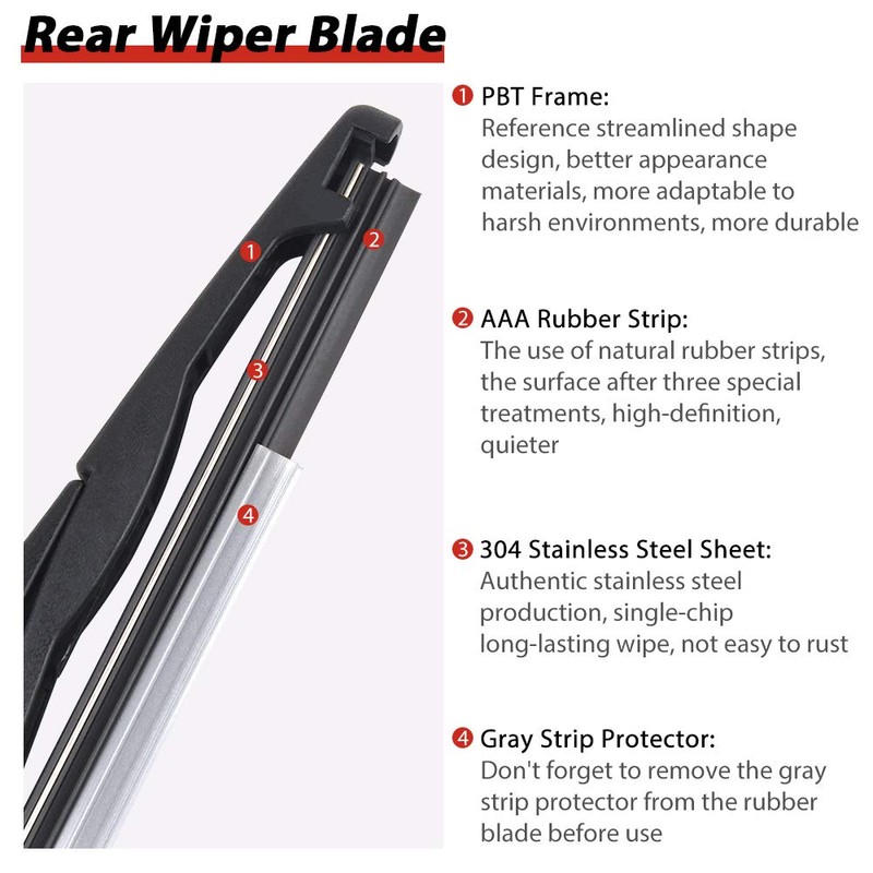Rear Windshield Wiper Arm Blade Set, Replacement for Lincoln MKX,