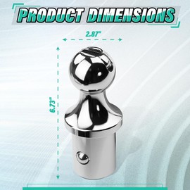 19311 2-5/16" Gooseneck Pop in Ball for Elite Under-Bed Gooseneck Hitch Ball, Fits Ford F-250 / F-350 / F-450 Rail System or Aftermarket Rails (#30126, #30852 & #30868)