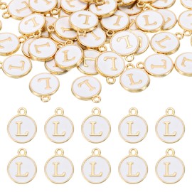 sourcing map 52pcs Letter Charm, Enamel Letter Pendants, Alphabet L Pendants Double Sided Beads Charm for DIY Bracelet Necklace Pendants Earring Jewelry, White