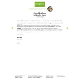 Sanct Bernhard Queen Bee Beauty Cream with Royal Jelly, Avocado Oil, Carrot Oil 100 ml