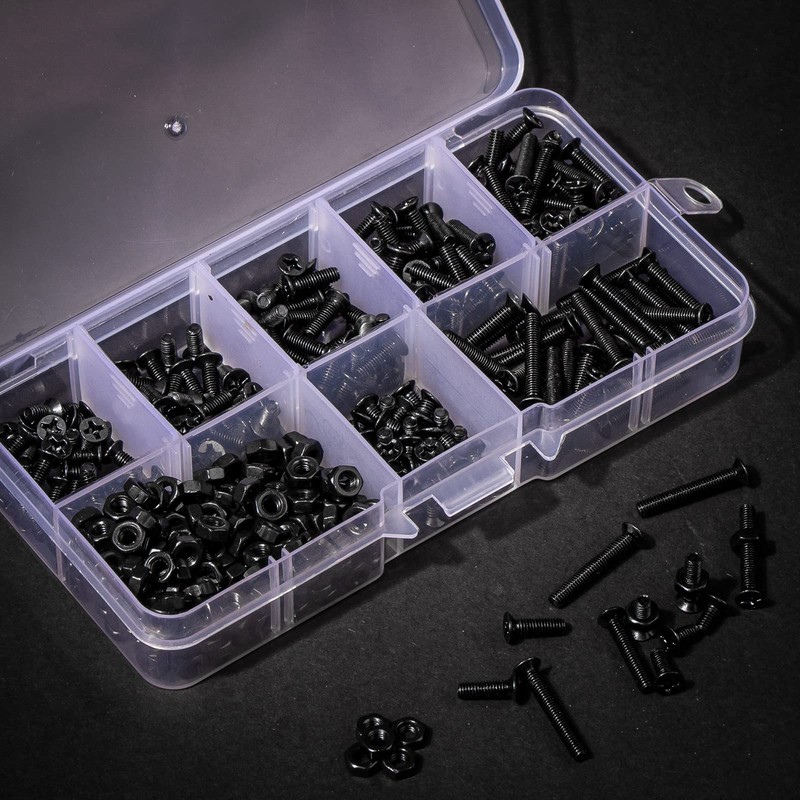 Zmbroll 480pcs M 3 Flat Head Machine Screws Black Cross