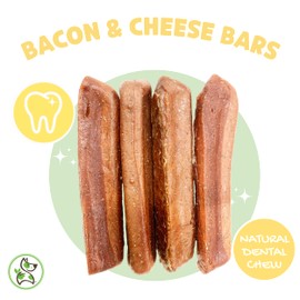 Nature Gnaws Bacon & Apple Cheese Bar Chews for Dogs – Natural Long Lasting Hard Chew Treats - Rawhide Free Dog Bones - Yak Alternative 4 Count