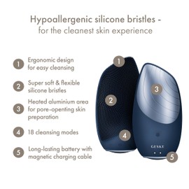 GESKE SmartAppGuided Sonic Thermo Facial Brush | 6 in 1 | Skin Cleansing | Cleansing Brush with Thermal Function | Electric Facial Massager