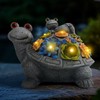 J.CARP Outdoor Solar Garden Turtle Statue with Succulents and 7