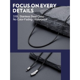 Bandmax Womens Black 3MM Braided Leather Cord Chain for Pendant Waterproof Strong Wax Rope String Necklaces 18 Inches Collar para Hombres Jewelry Gift for Son Daugther