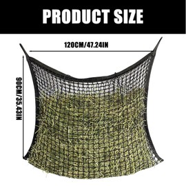 AXVRAV XL Hay Net for Horses 120 x 90 cm, Farming Hay Net, Horse Hay Net with 2 Carabiner Hooks, Hay Net Mesh Size 3 x 3 cm, Capacity 13 kg Feeding Bag, for Species-Appropriate Feeding