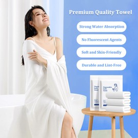 Celmuron Disposable Bath Towels 4 Pack, 55" x 27.5" Individually Wrapped, Large Thick Absorbent Non-Woven Towels for Travel, Gym, Spa & Hotel Use
