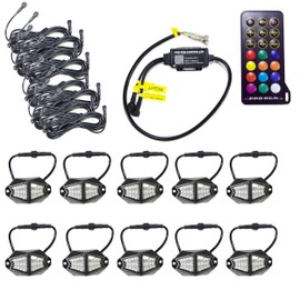 Pro Vader RGB LED Rock Lights Kit Pods Under Glow Neon Accent Lighting with Remote 4x4 (10 Rock Light Kit)