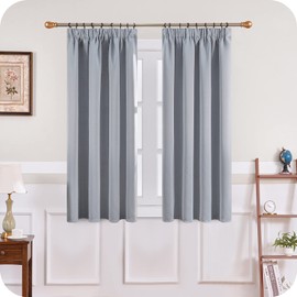 MRTREES Light Grey Blackout Curtains for Bedroom, 2 Panels Thermal Pencil Pleat Curtains, 46x54 Inch 117x137 CM, Light Grey