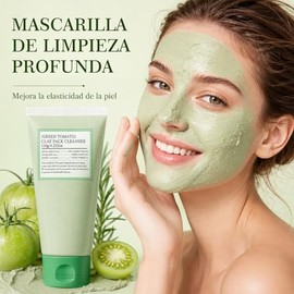 Green Tomato Clay Mask, Mascarilla de Arcilla para Cara, Limpieza Facial Profunda y Minimización de Poros, Hidratante, para Todo Tipo de Piel (Con Cuc