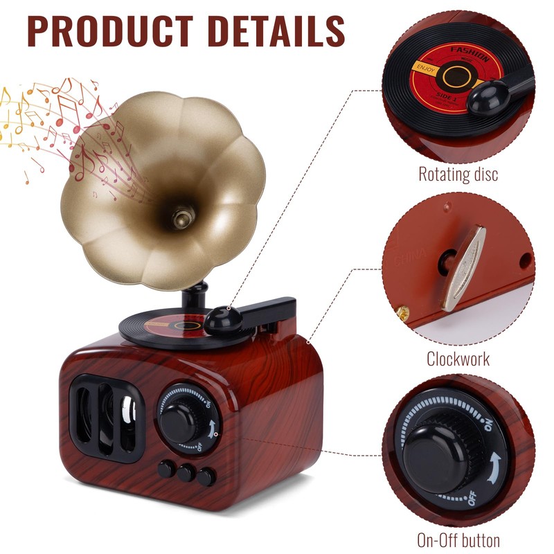 ZLLkeji Music Box Retro Turntable Wind-Up Music Box Girls Gift