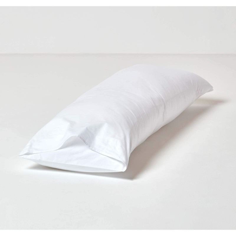 HOMESCAPES White Pure Egyptian Cotton Body Pillowcase 200 TC 400