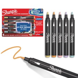 Sharpie Creative Markers, Earth Tones, Water-Based Acrylic Markers, Bullet Tip, Assorted Colors, 5 Count
