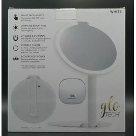 GloTech Foldable Travel LED Mirror, White Opened Box