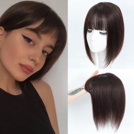 JANATOUCH Hair Toppers For Women Real Human Hair 11 Inches Toppers For Thinning Hair Women Clip In Dark Brown Color HairPiece For Solve Slightly HairLoss And Covering Gray