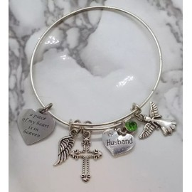 K & R Jewelry A piece of my heart is in heaven - Memorial Bracelet for loss of Husband