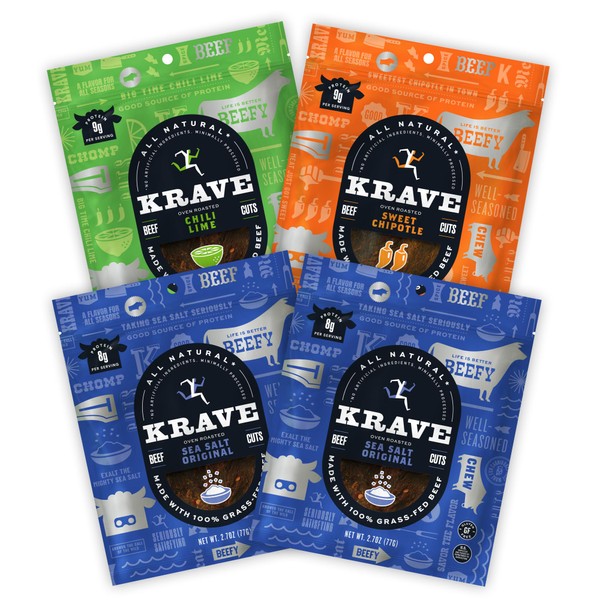 KRAVE, Beef Jerky Variety Pack (2.7 Ounce Bags, Pack of