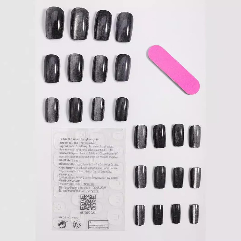 Nail Tips, Handmade Nail Tips, Short, Catza, Set of 24,