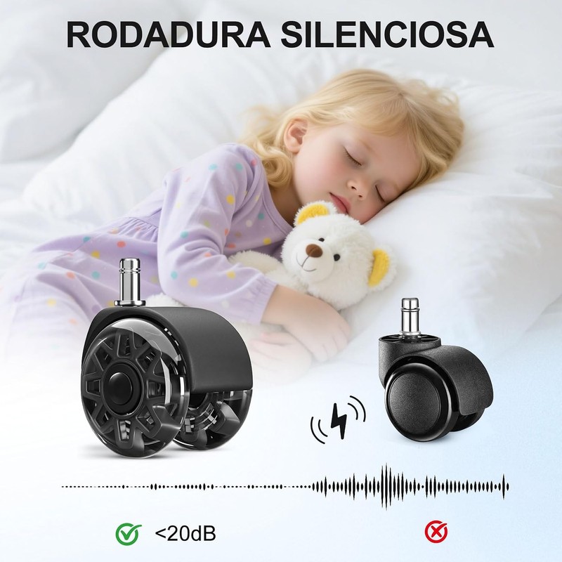 Ruedas para Silla de Oficina,5 Pcs Llantas para Silla Uso