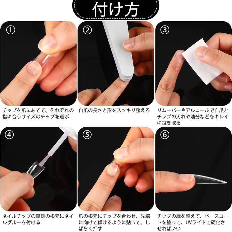JANLOFO Nail Tips, Clear, False Nails, 500 Pieces, Long Nail
