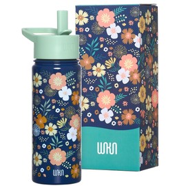 Wildkin Kids 18oz Stainless Steel Water Bottle – BPA-Free, Leakproof, Insulated, Easy-Clean - Wildflower Bloom