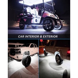 12V Led Light Strip 24" Connectable White Led Strip Lights for Cars Golf Cart Motorcycle Boat Trucks Waterproof Interior& Exterior, 4Pack