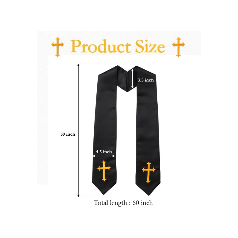D DODOU Unisex Adult Clergy Stole with Embroidered Cross Wedding
