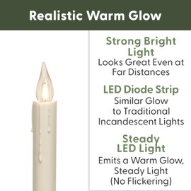 612 Vermont Vintage LED Battery Operated Suction Cup Window Candles with Timer, Bright Warm White Glow, VT-1806SC-4 (Pack of 4)