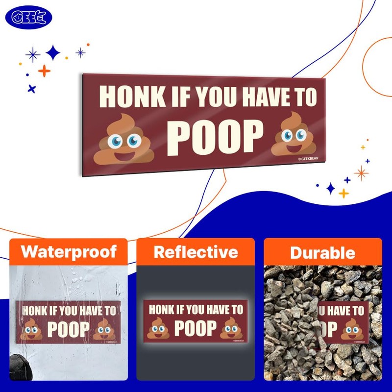 GEEKBAR Honk if You Have to Poop Car Magnet (Green)